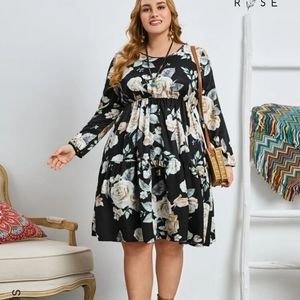 Floral peasant dress- cottagecore boho- Ruffle hem dress -SIZE 4X